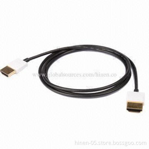Ultra-slim Gold-plated HDMI Cable, 19-pin AM to AM, 40AWG